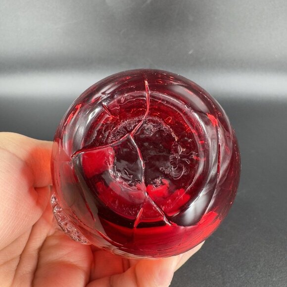 1960s Crackle Glass Small Pitcher Creamer Amberina UV Glowing Glass Clear Handle - Picture 9 of 13